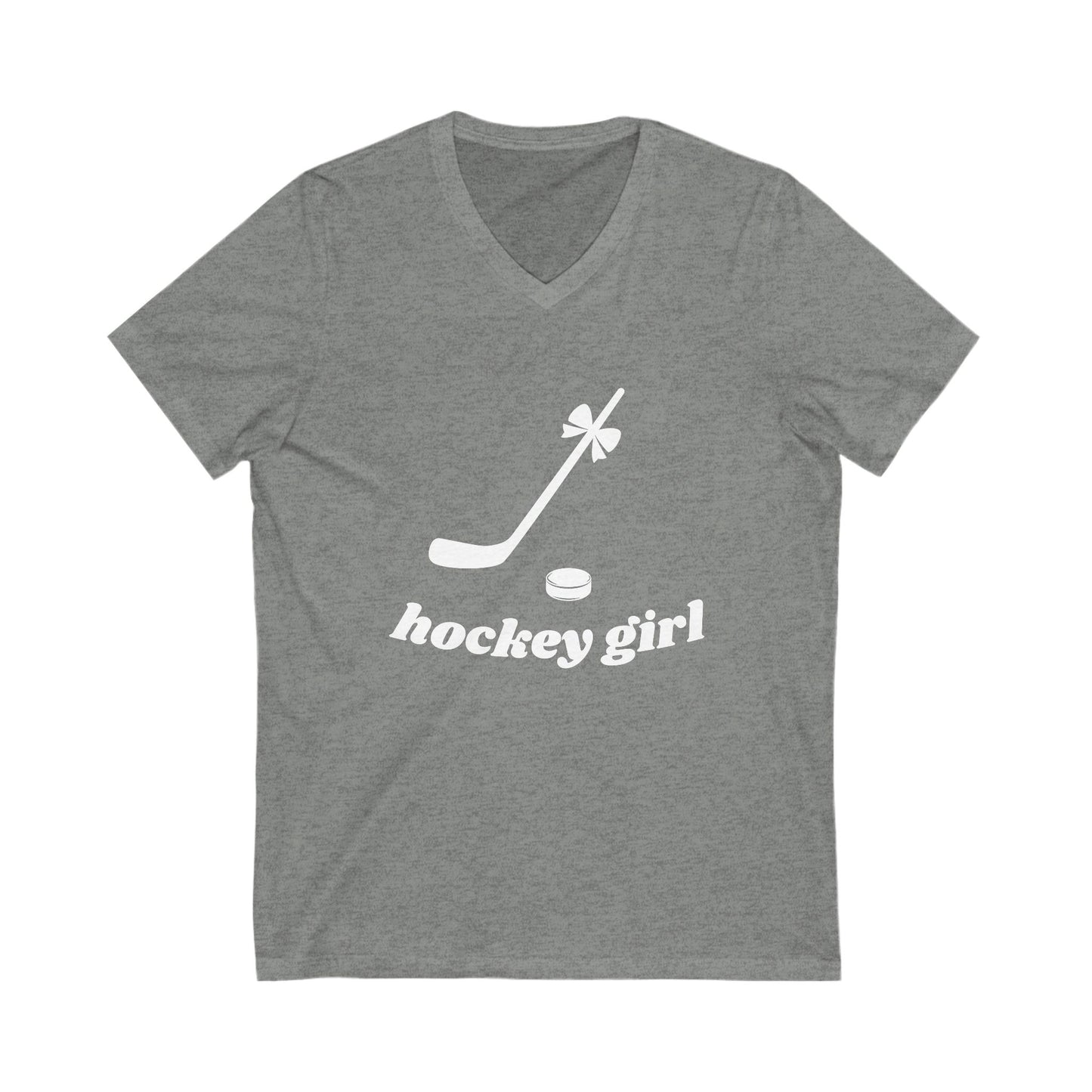 Hockey Girl V-Neck Tee - Unisex Short Sleeve Shirt for Hockey Fans