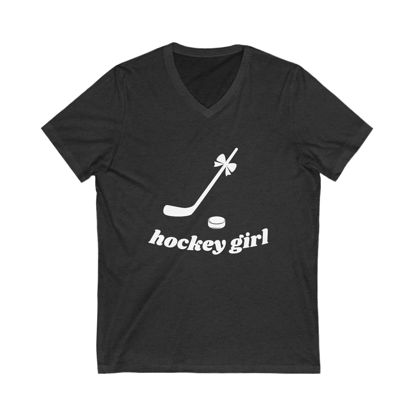 Hockey Girl V-Neck Tee - Unisex Short Sleeve Shirt for Hockey Fans