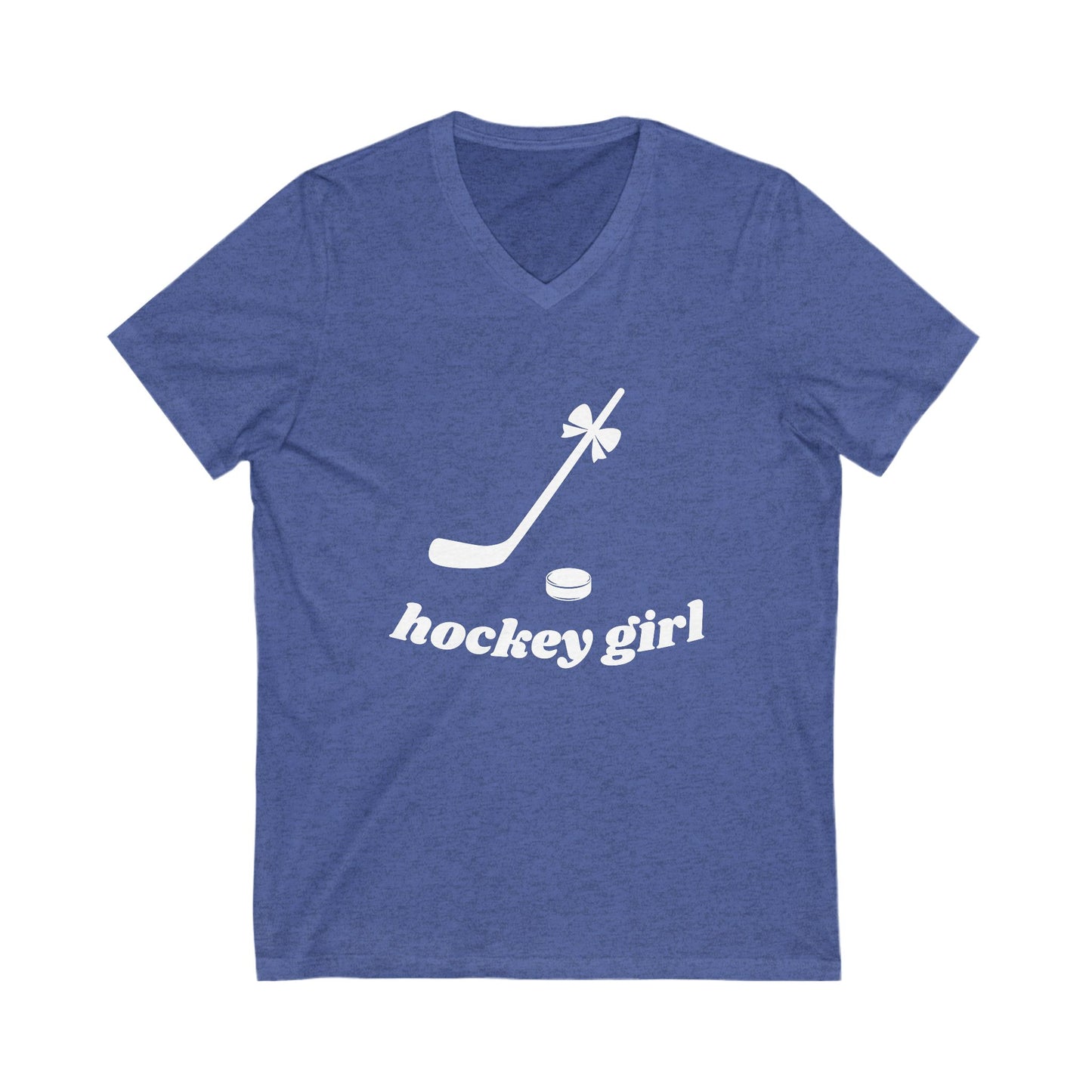 Hockey Girl V-Neck Tee - Unisex Short Sleeve Shirt for Hockey Fans