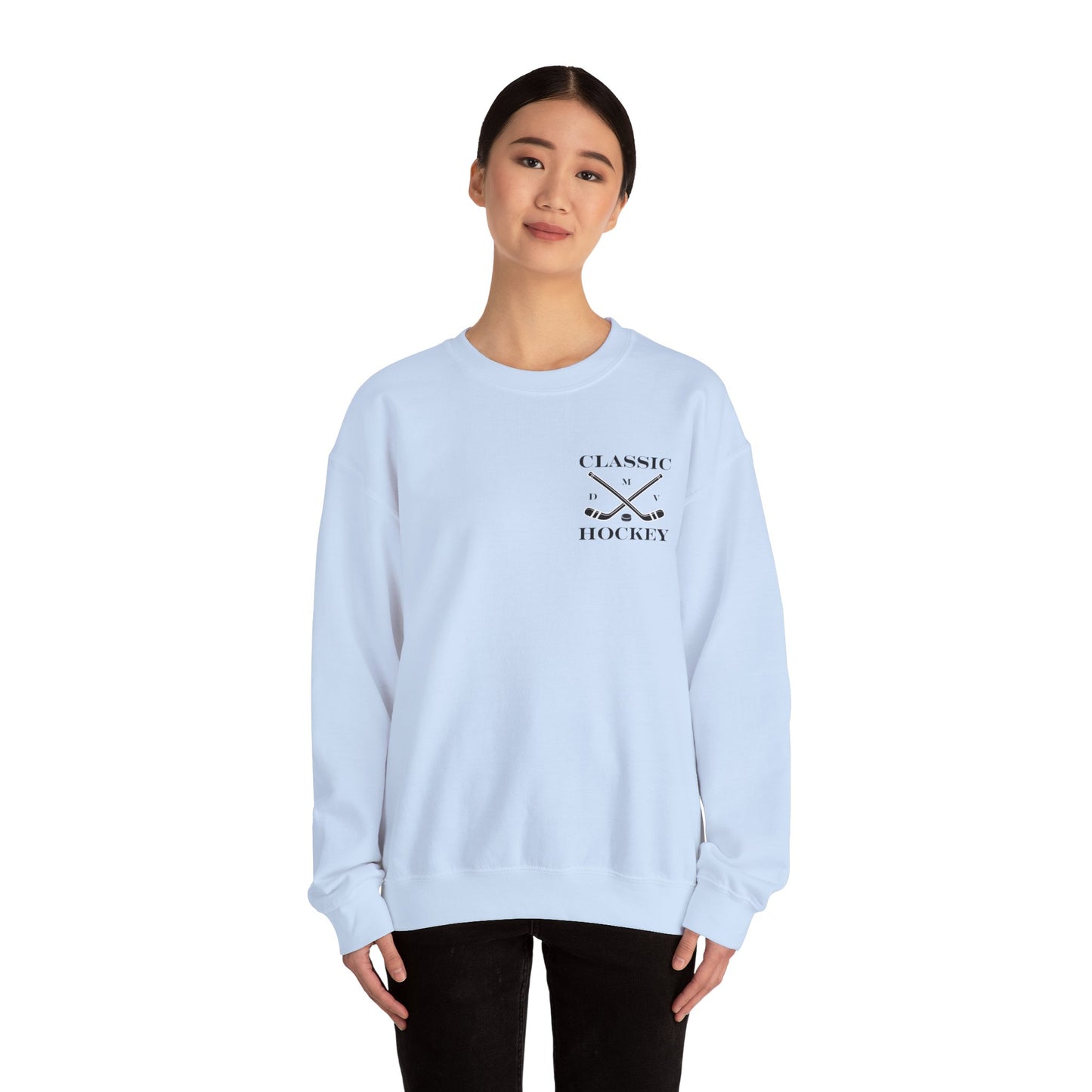 DMV Classic Hockey Sweatshirt with Bow Design - Unisex Crewneck