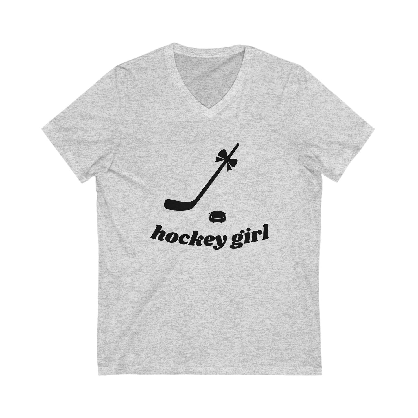 Hockey Girl V-Neck Tee - Unisex Short Sleeve Shirt for Hockey Fans
