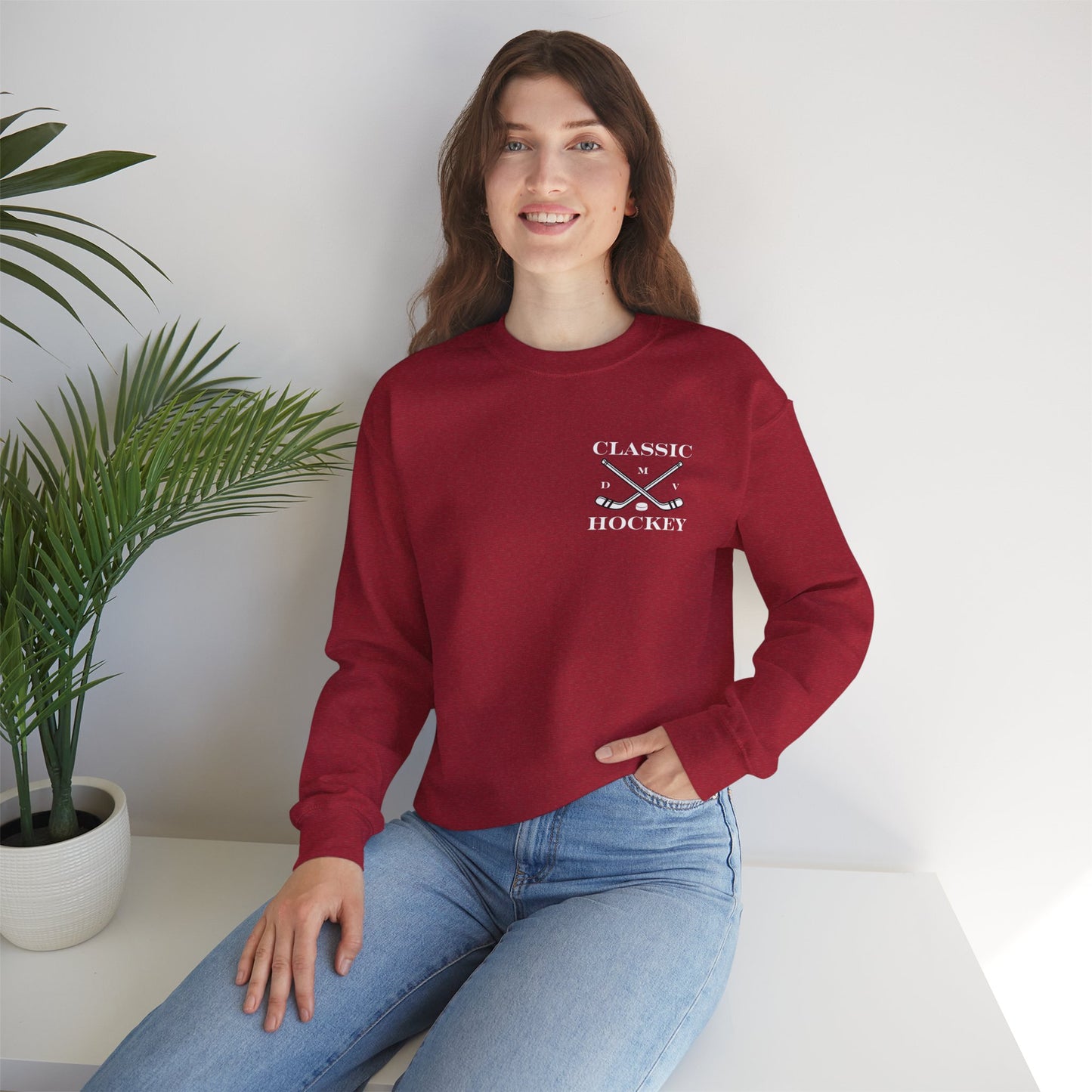 DMV Classic Hockey Sweatshirt with Bow Design - Unisex Crewneck