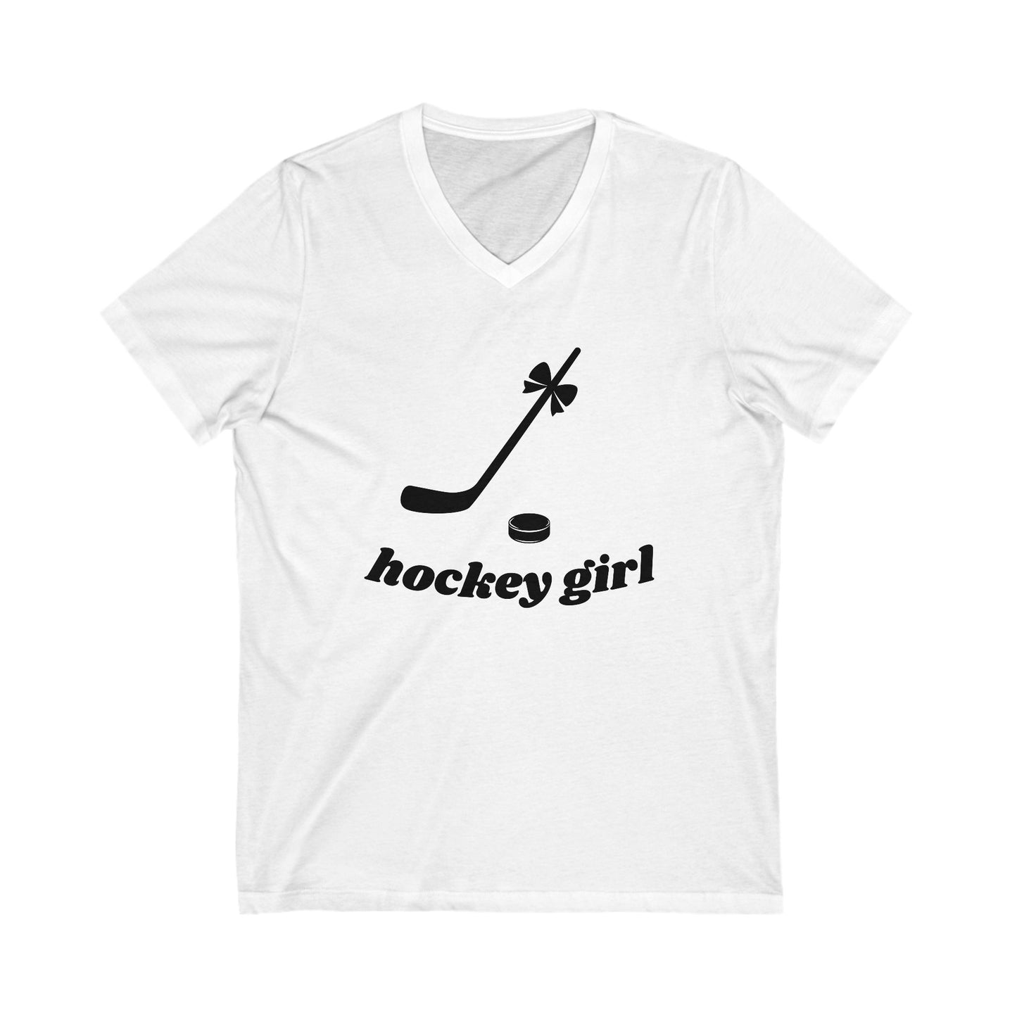 Hockey Girl V-Neck Tee - Unisex Short Sleeve Shirt for Hockey Fans