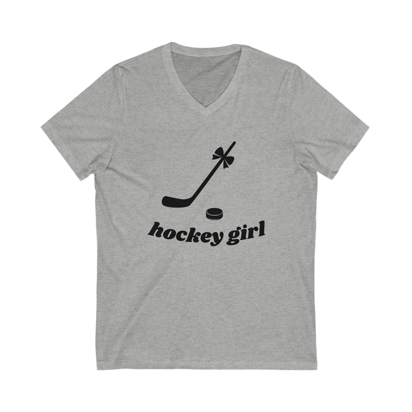 Hockey Girl V-Neck Tee - Unisex Short Sleeve Shirt for Hockey Fans