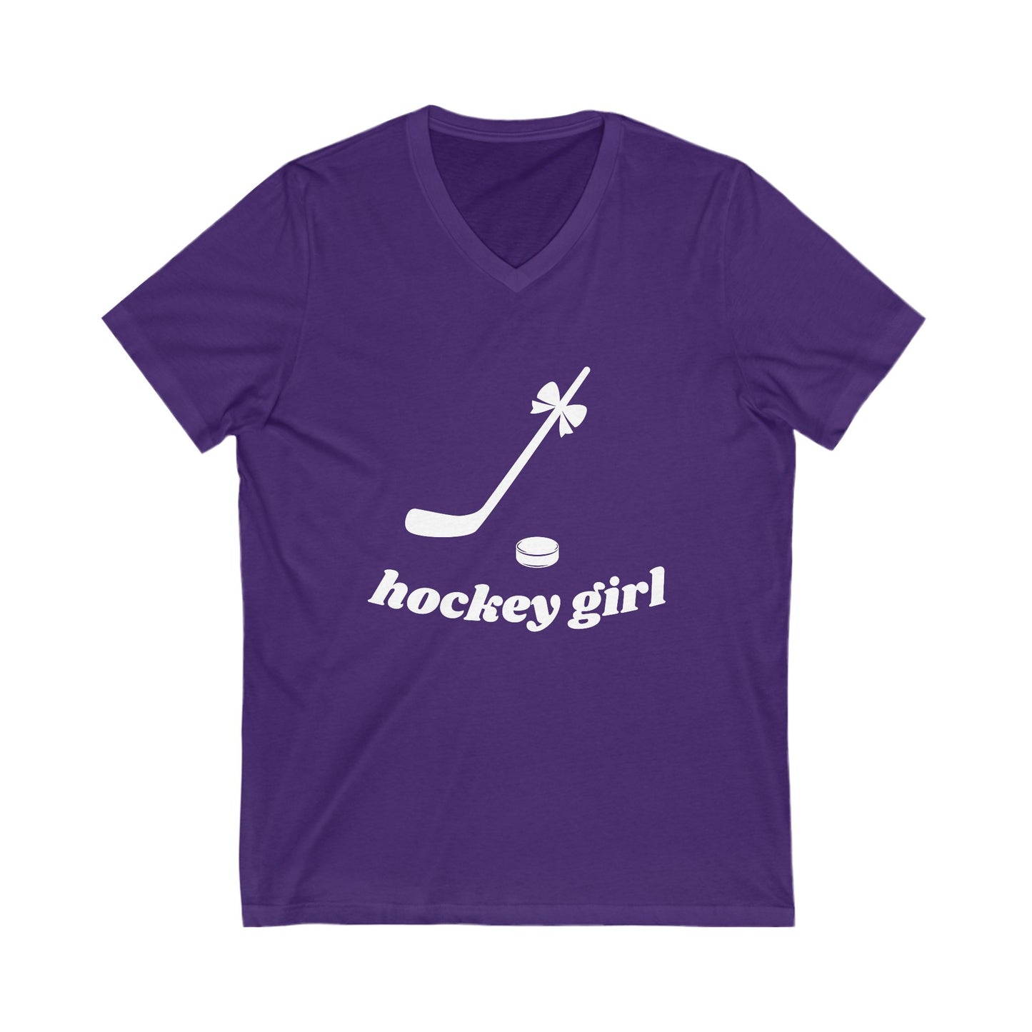 Hockey Girl V-Neck Tee - Unisex Short Sleeve Shirt for Hockey Fans