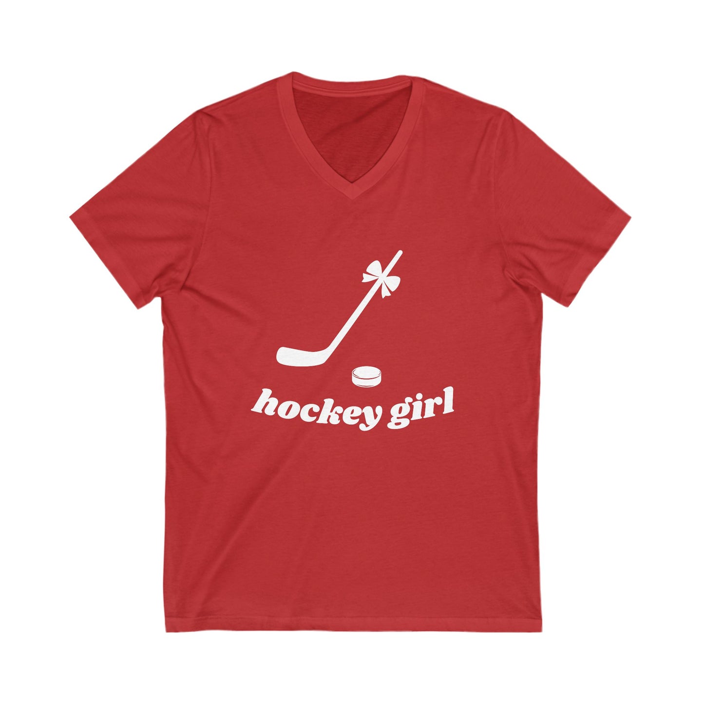 Hockey Girl V-Neck Tee - Unisex Short Sleeve Shirt for Hockey Fans