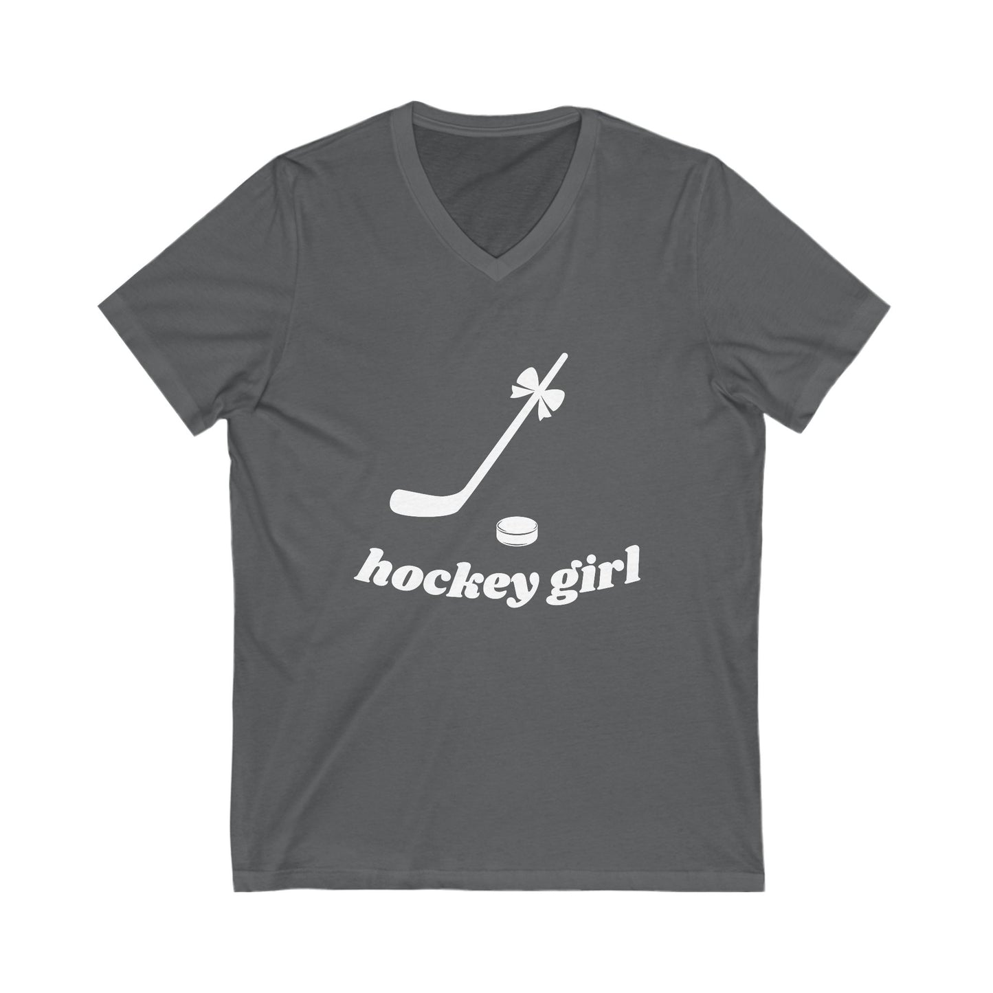 Hockey Girl V-Neck Tee - Unisex Short Sleeve Shirt for Hockey Fans