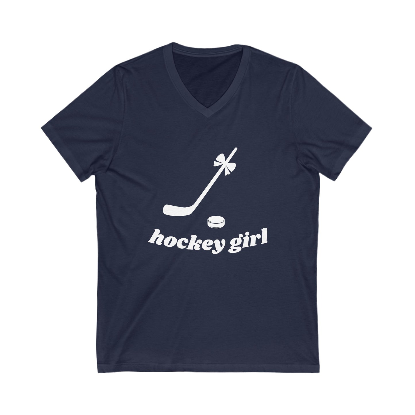 Hockey Girl V-Neck Tee - Unisex Short Sleeve Shirt for Hockey Fans