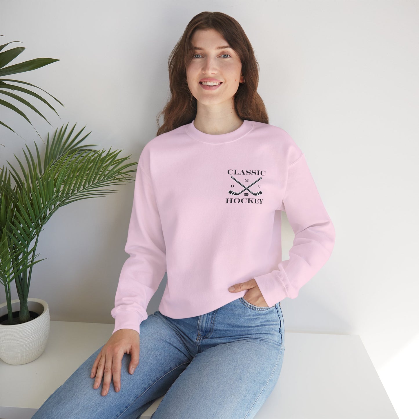 DMV Classic Hockey Sweatshirt with Bow Design - Unisex Crewneck