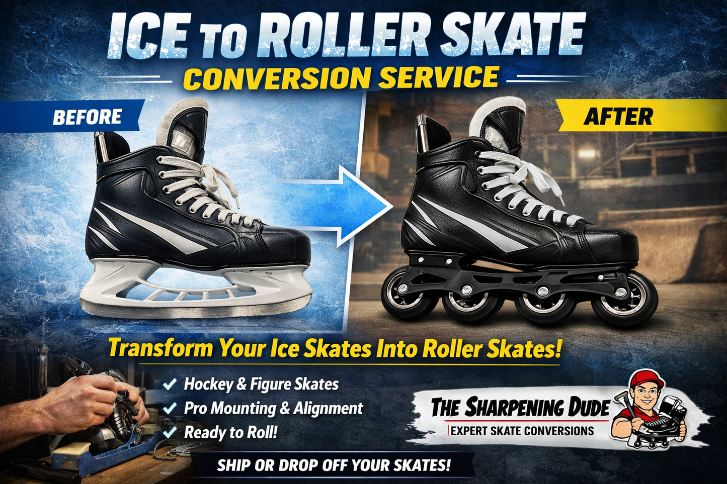 Ice to Roller Skate Conversion Service