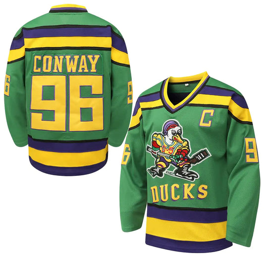 Mighty Ducks Ice Hockey Jersey #96 Charlie Conway #99 Adam Banks90s Movie Hockey Jersey for Men and Women((96 Small)