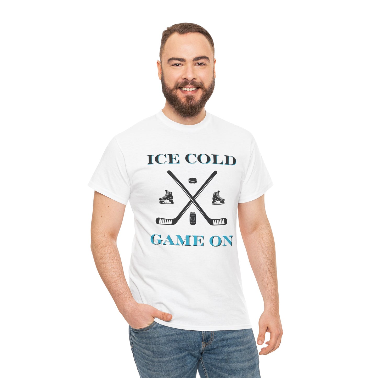Ice Cold Game On Unisex Heavy Cotton Tee - Perfect for Hockey Fans
