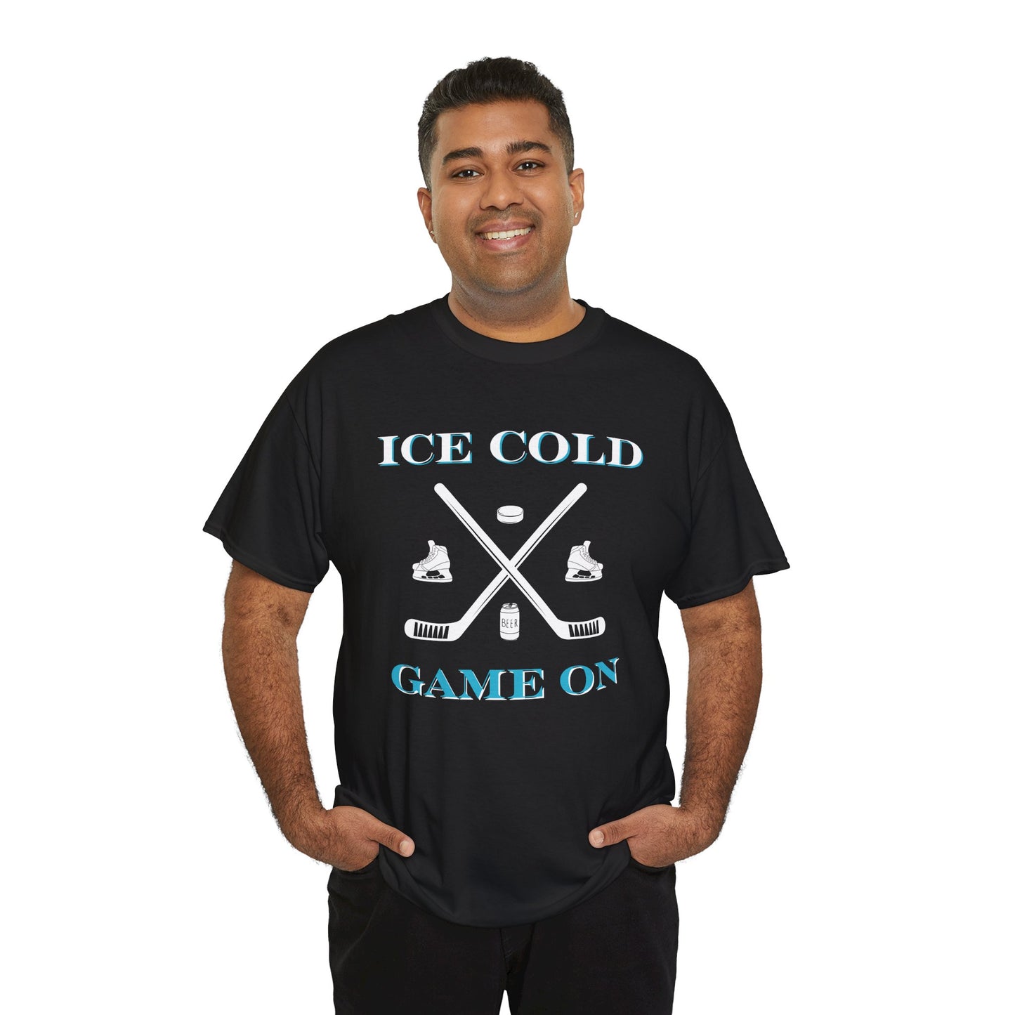 Ice Cold Game On Unisex Heavy Cotton Tee - Perfect for Hockey Fans