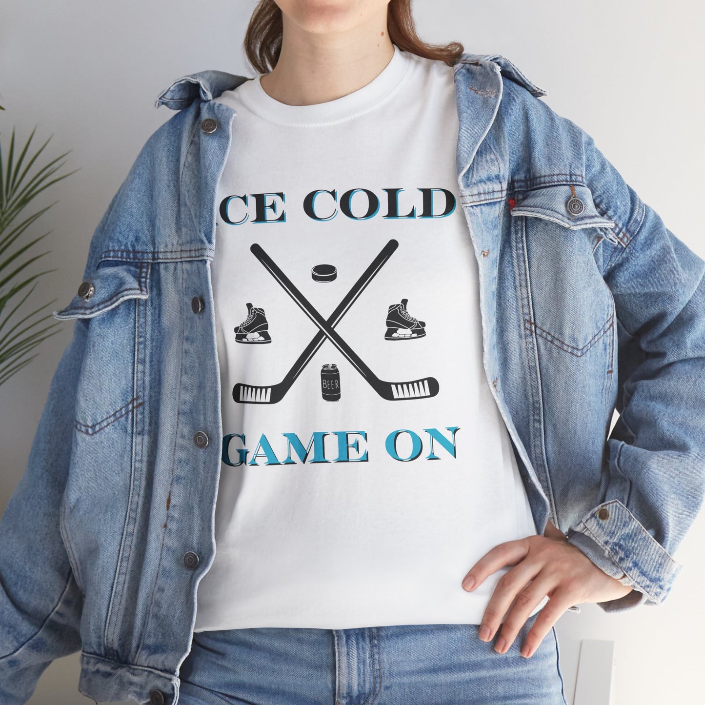 Ice Cold Game On Unisex Heavy Cotton Tee - Perfect for Hockey Fans