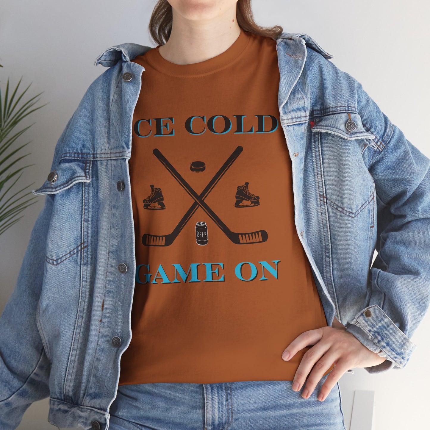 Ice Cold Game On Unisex Heavy Cotton Tee - Perfect for Hockey Fans