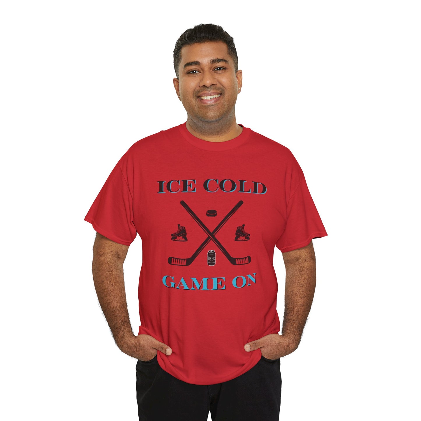 Ice Cold Game On Unisex Heavy Cotton Tee - Perfect for Hockey Fans
