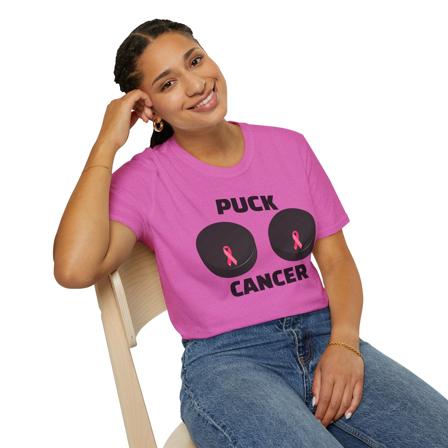 Puck Cancer T-Shirt, Unisex Cancer Awareness Shirt, Support Breast Cancer, Gift for Sports Fans