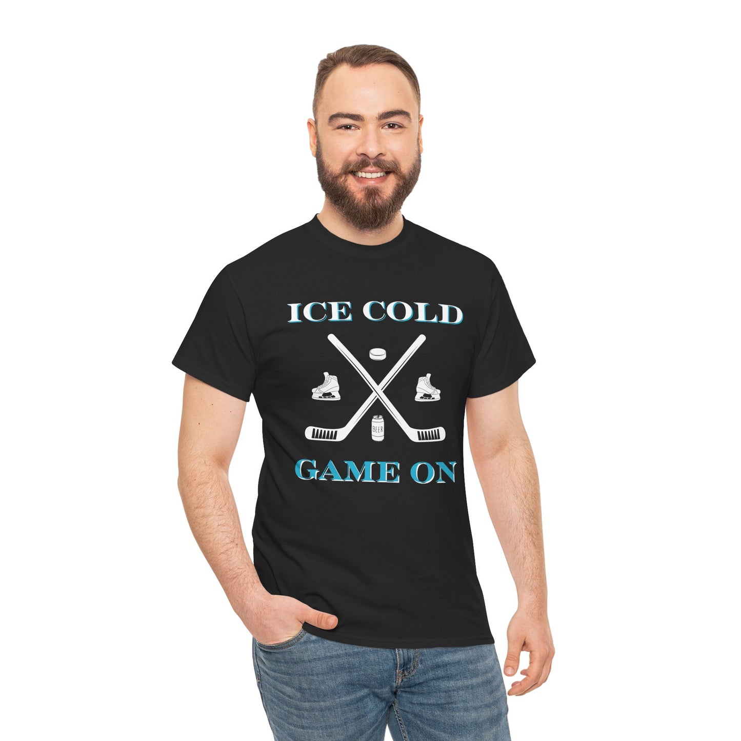 Ice Cold Game On Unisex Heavy Cotton Tee - Perfect for Hockey Fans