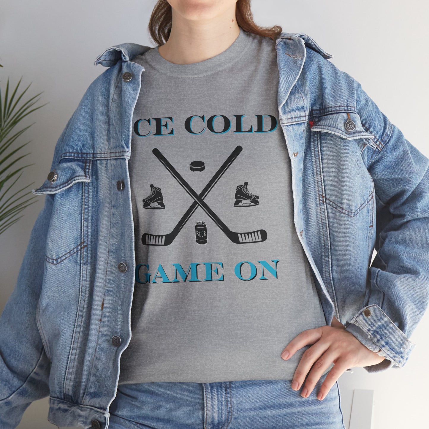 Ice Cold Game On Unisex Heavy Cotton Tee - Perfect for Hockey Fans