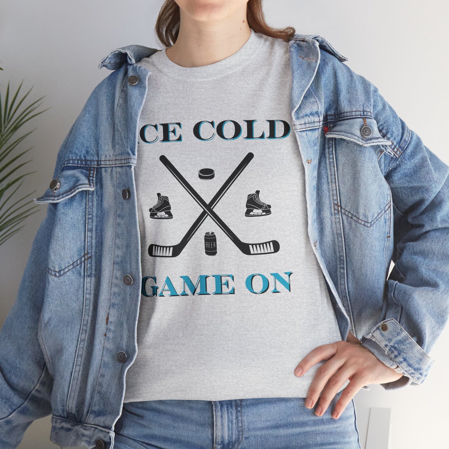Ice Cold Game On Unisex Heavy Cotton Tee - Perfect for Hockey Fans