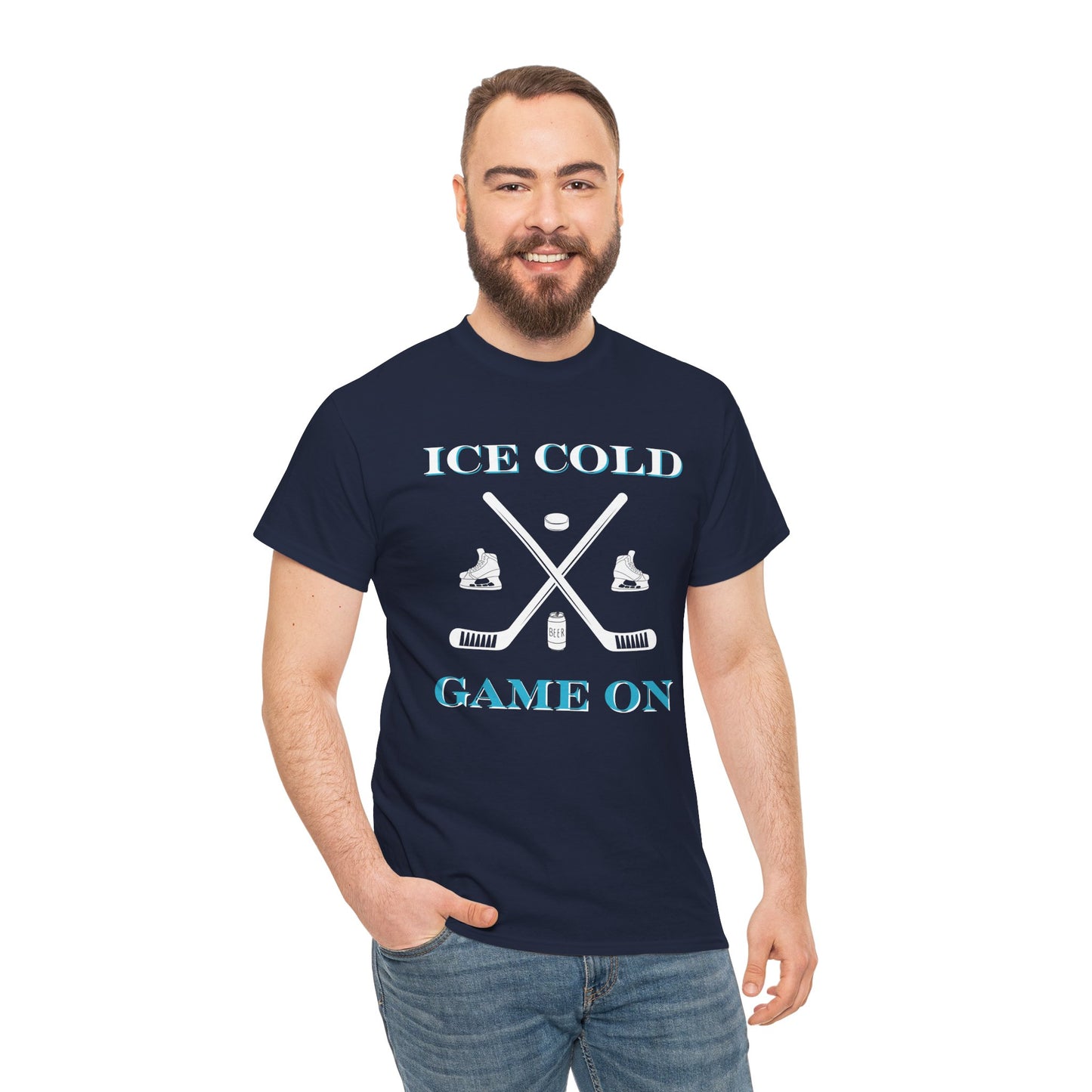 Ice Cold Game On Unisex Heavy Cotton Tee - Perfect for Hockey Fans