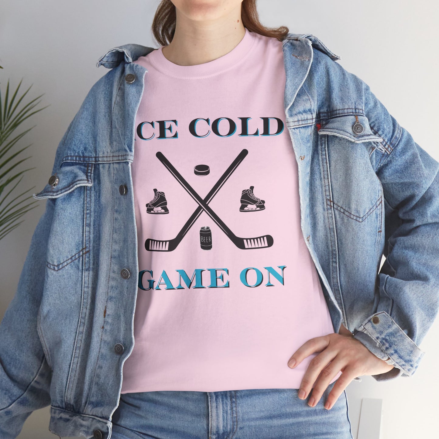 Ice Cold Game On Unisex Heavy Cotton Tee - Perfect for Hockey Fans