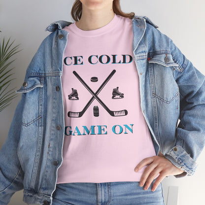 Ice Cold Game On Unisex Heavy Cotton Tee - Perfect for Hockey Fans