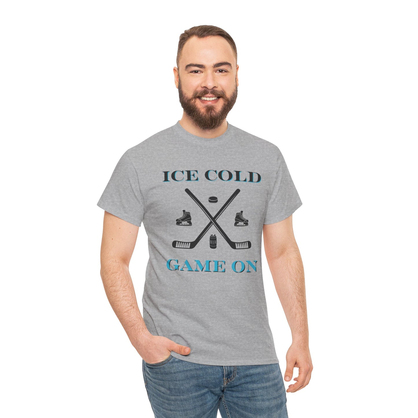 Ice Cold Game On Unisex Heavy Cotton Tee - Perfect for Hockey Fans