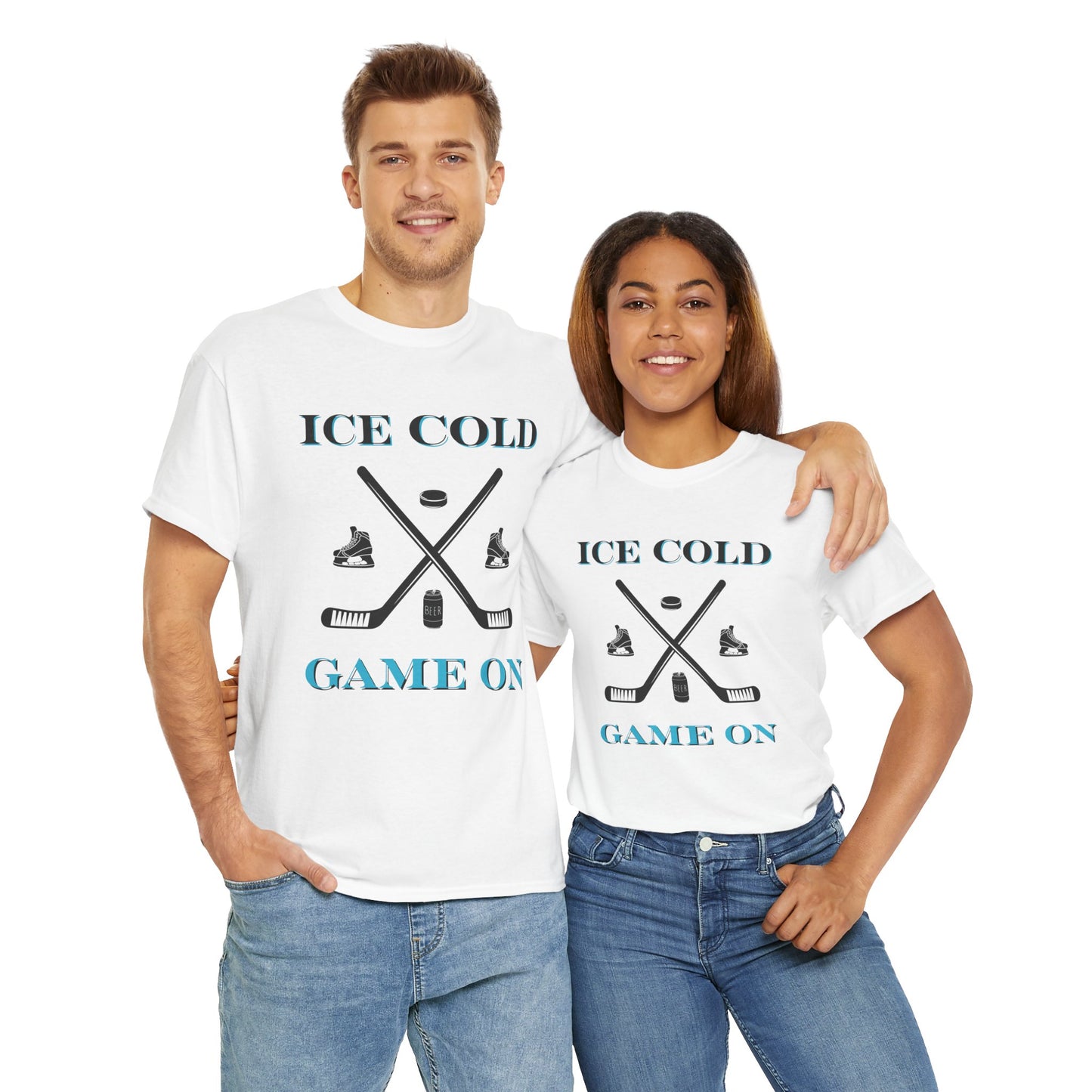 Ice Cold Game On Unisex Heavy Cotton Tee - Perfect for Hockey Fans