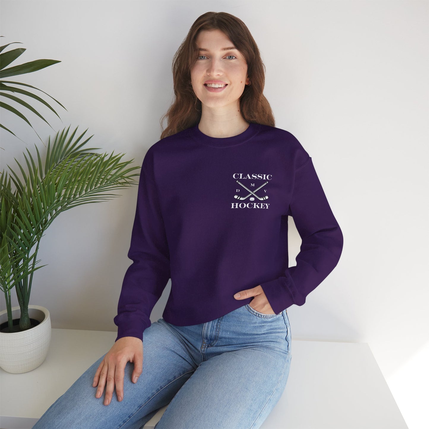 DMV Classic Hockey Sweatshirt with Bow Design - Unisex Crewneck