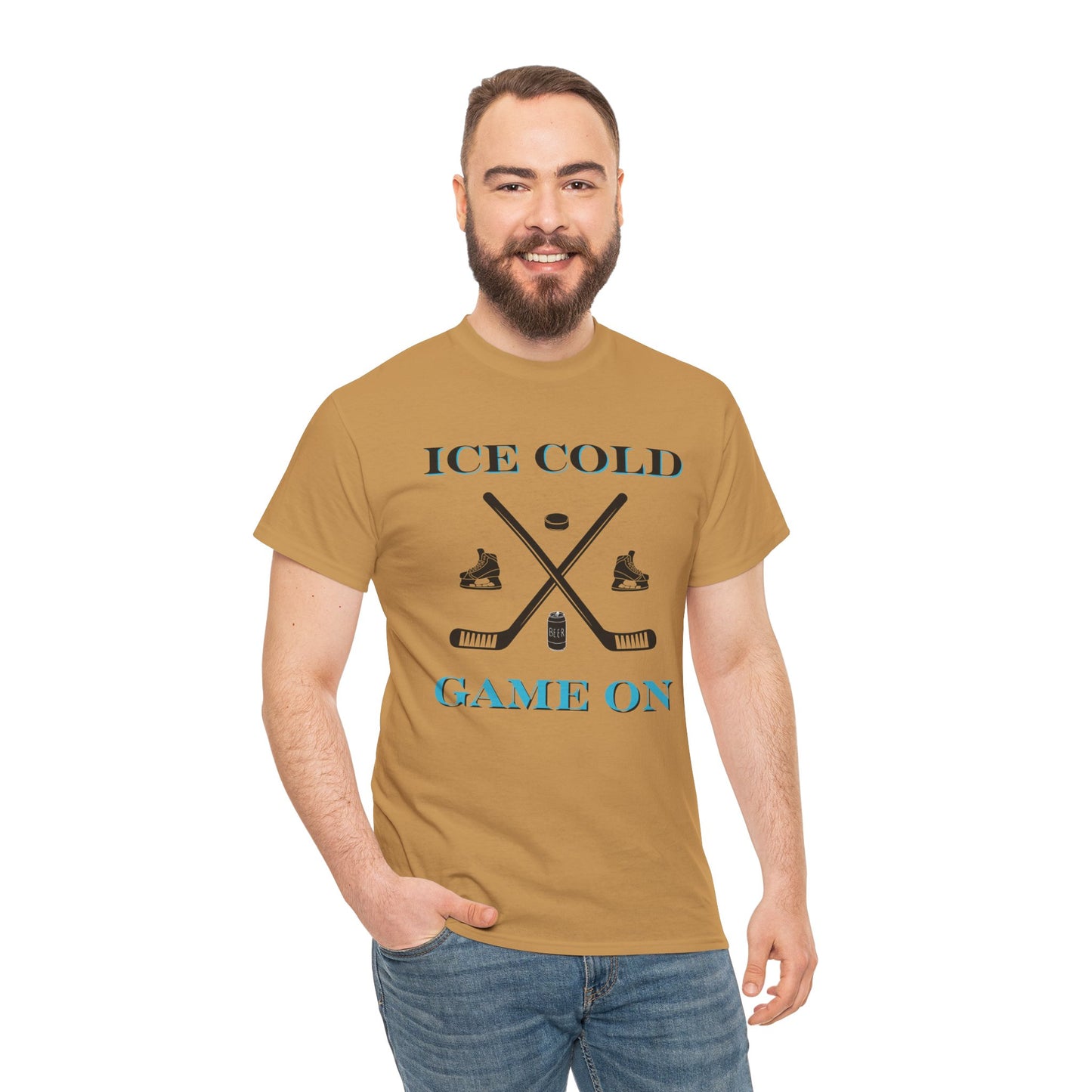 Ice Cold Game On Unisex Heavy Cotton Tee - Perfect for Hockey Fans