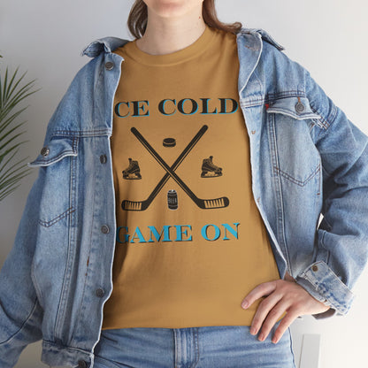 Ice Cold Game On Unisex Heavy Cotton Tee - Perfect for Hockey Fans