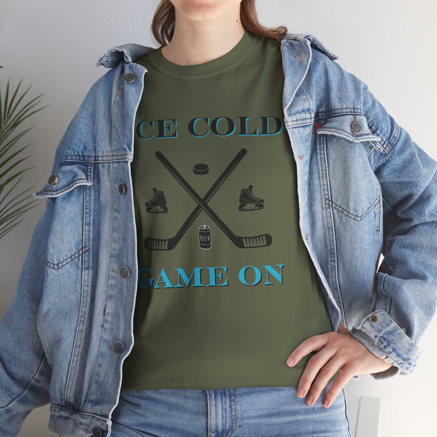 Ice Cold Game On Unisex Heavy Cotton Tee - Perfect for Hockey Fans