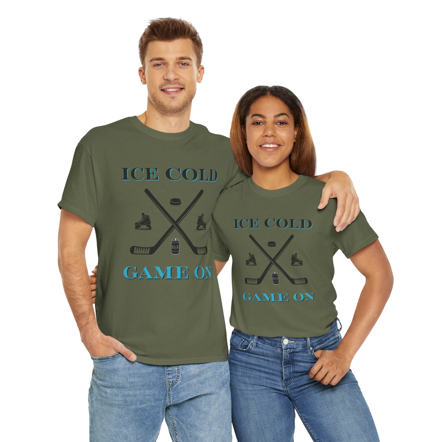 Ice Cold Game On Unisex Heavy Cotton Tee - Perfect for Hockey Fans