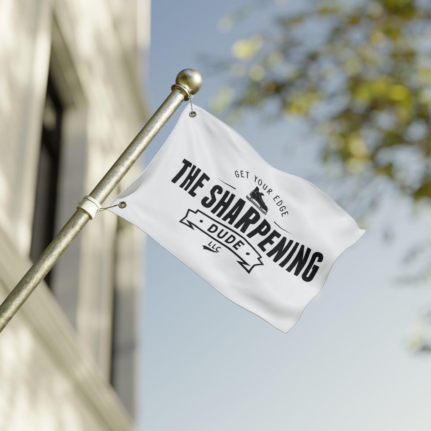 The Sharpening Dude Flag - Double-Sided Outdoor Flag
