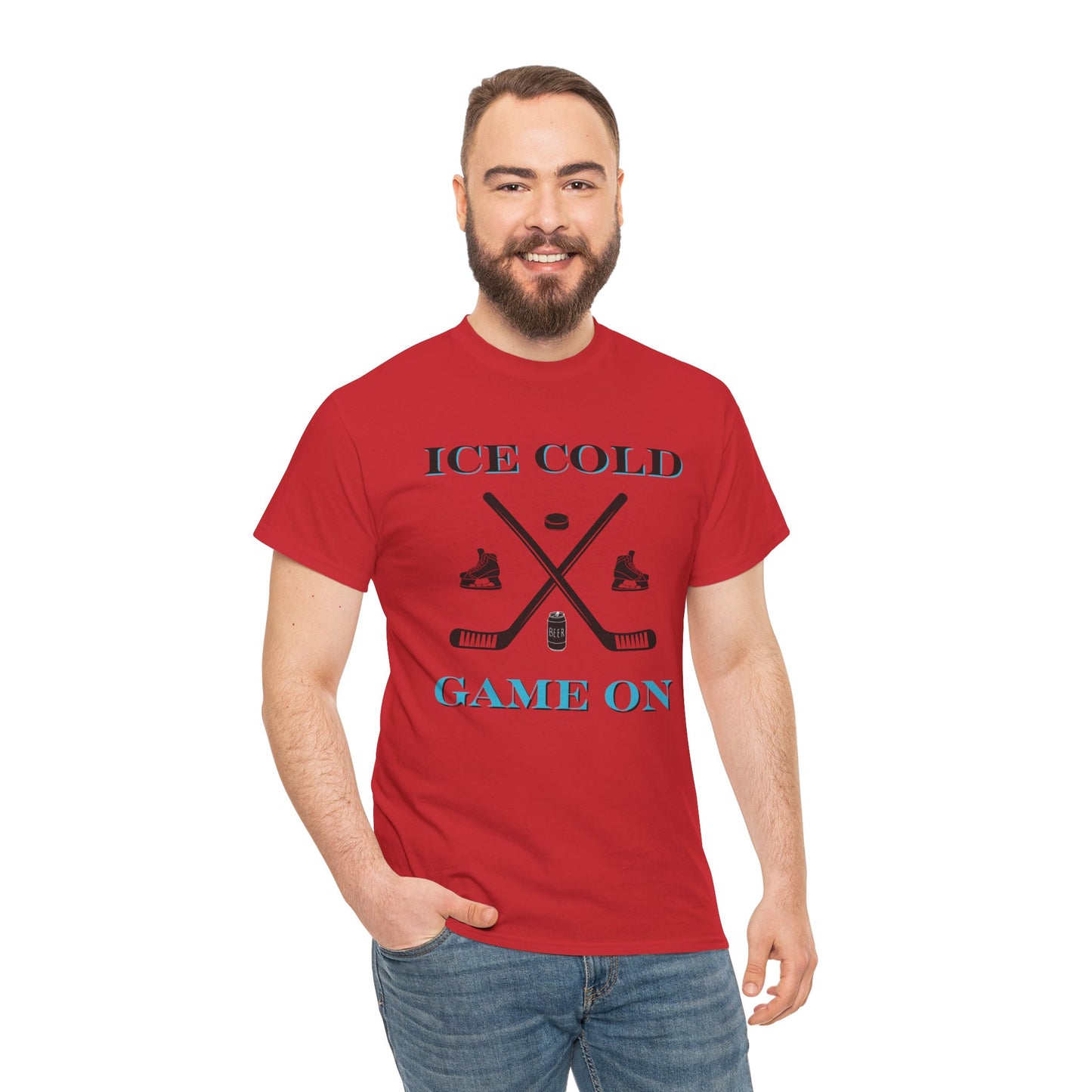 Ice Cold Game On Unisex Heavy Cotton Tee - Perfect for Hockey Fans
