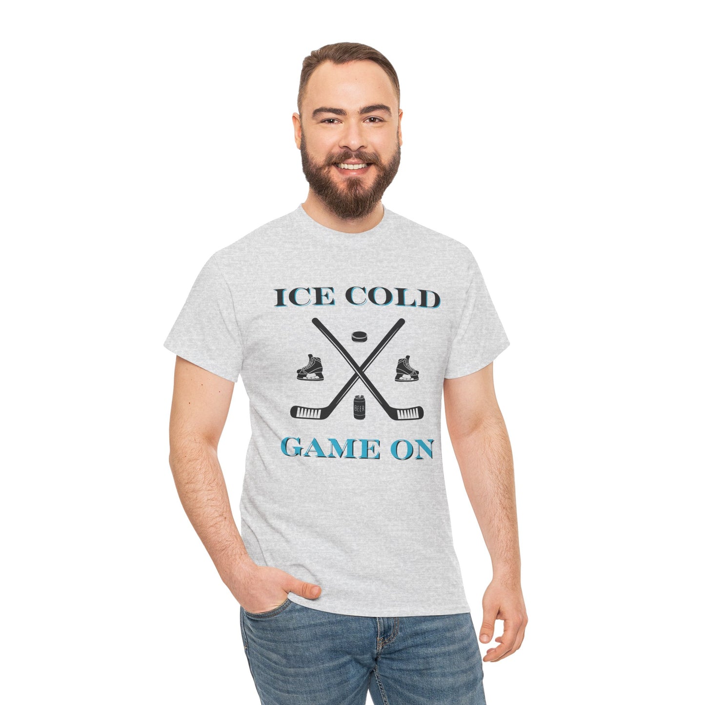 Ice Cold Game On Unisex Heavy Cotton Tee - Perfect for Hockey Fans