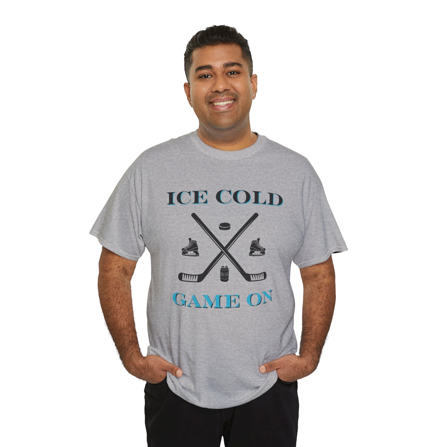 Ice Cold Game On Unisex Heavy Cotton Tee - Perfect for Hockey Fans