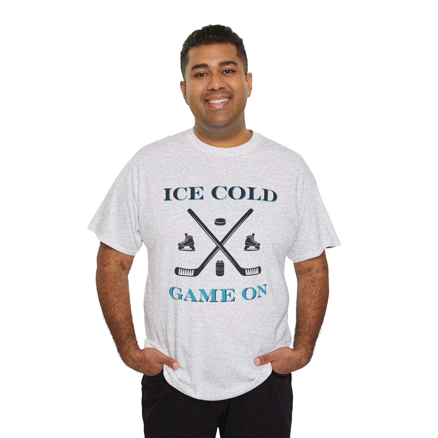 Ice Cold Game On Unisex Heavy Cotton Tee - Perfect for Hockey Fans