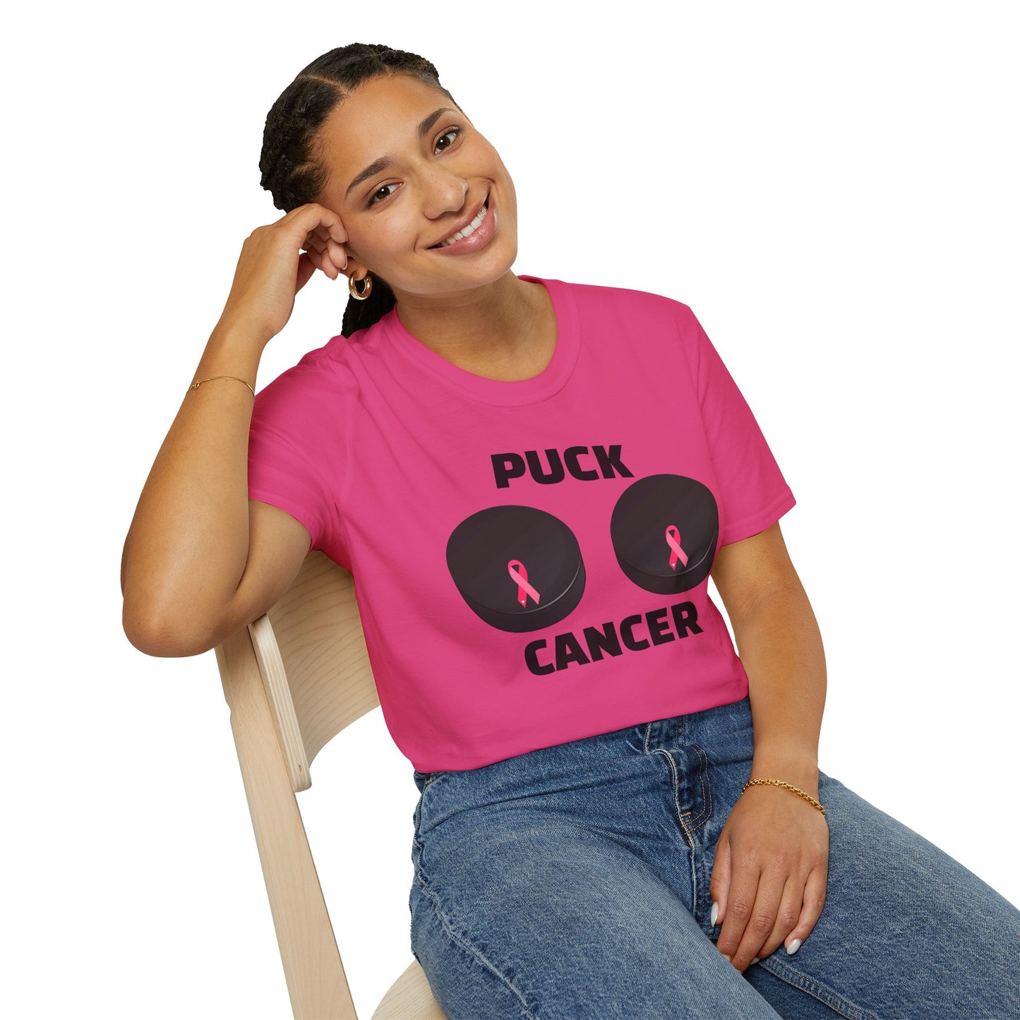 Puck Cancer T-Shirt, Unisex Cancer Awareness Shirt, Support Breast Cancer, Gift for Sports Fans