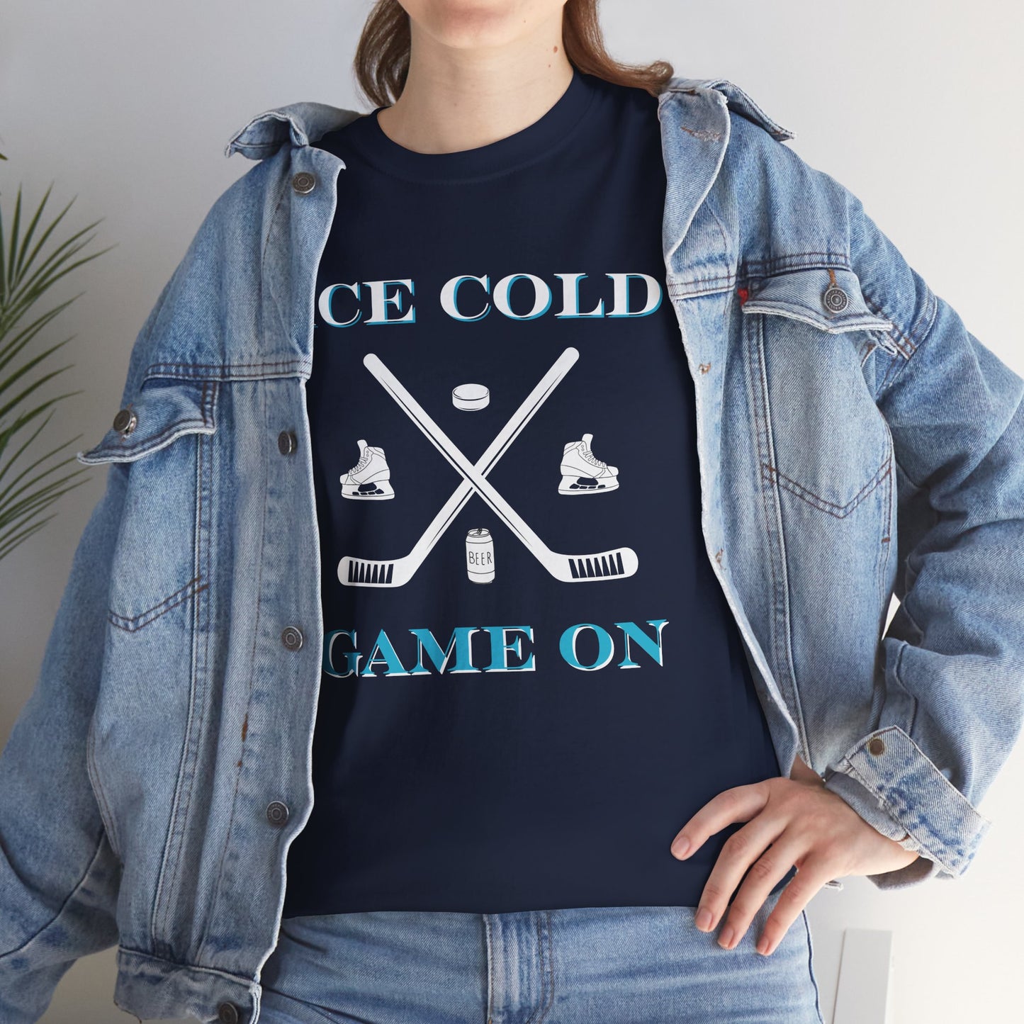 Ice Cold Game On Unisex Heavy Cotton Tee - Perfect for Hockey Fans