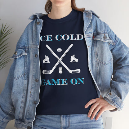 Ice Cold Game On Unisex Heavy Cotton Tee - Perfect for Hockey Fans