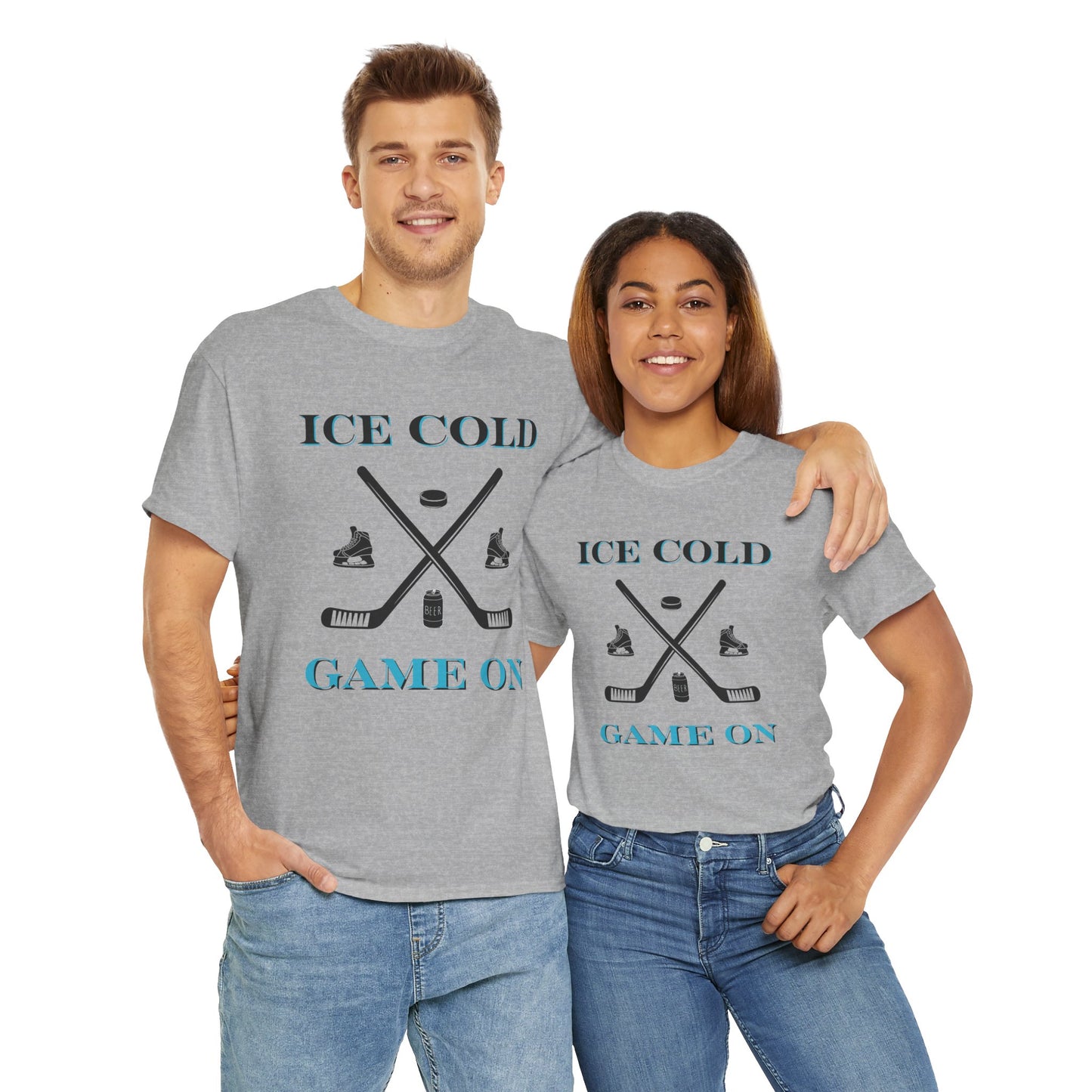 Ice Cold Game On Unisex Heavy Cotton Tee - Perfect for Hockey Fans