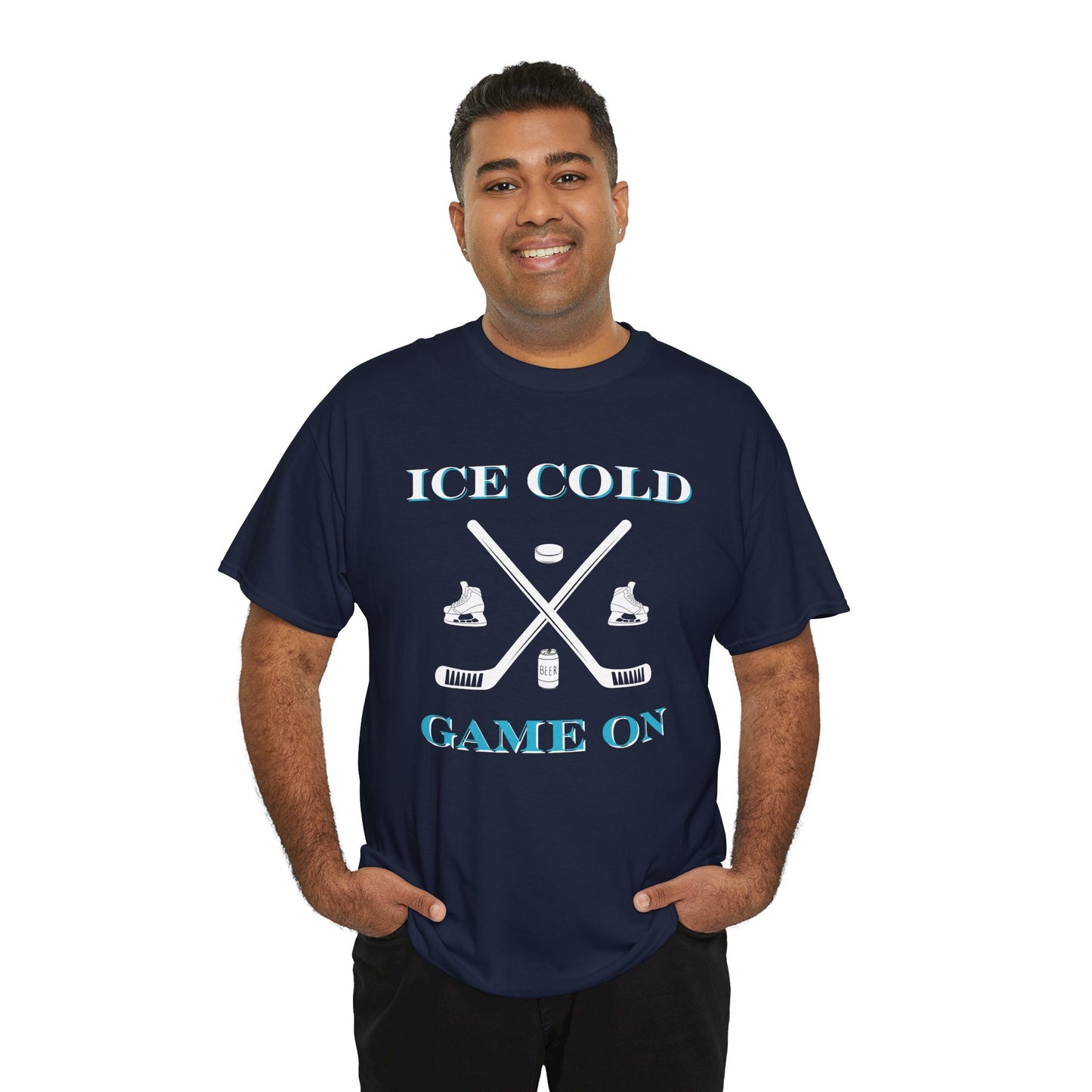 Ice Cold Game On Unisex Heavy Cotton Tee - Perfect for Hockey Fans