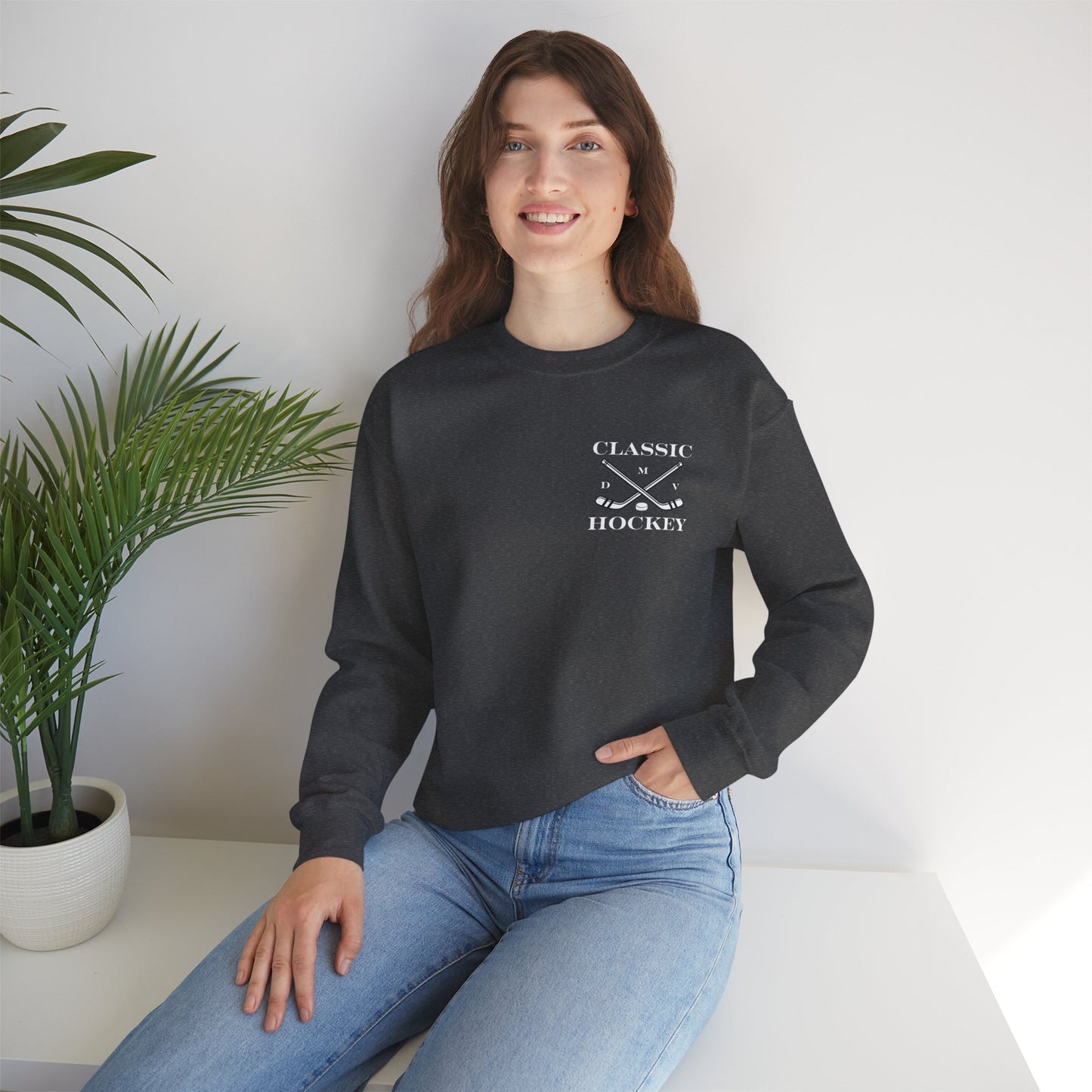 DMV Classic Hockey Sweatshirt with Bow Design - Unisex Crewneck