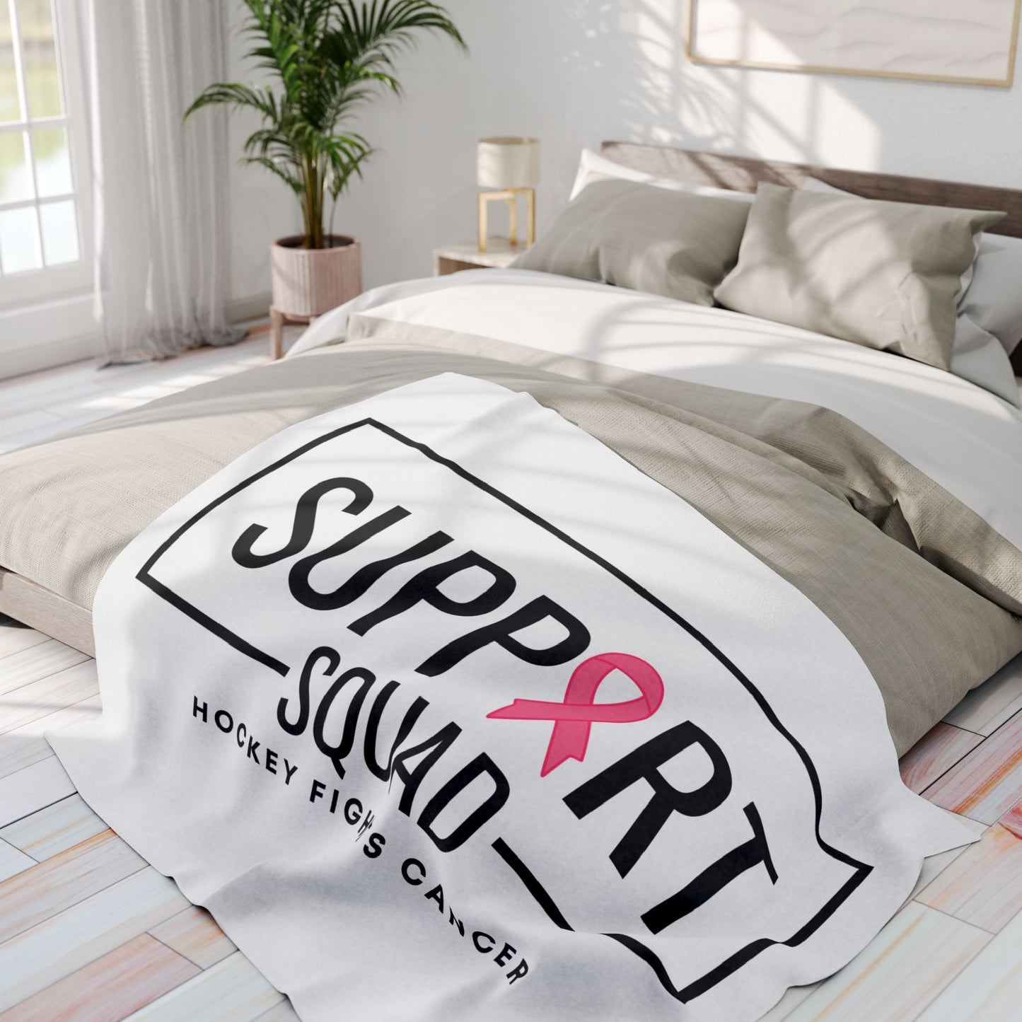 Support Squad Fleece Blanket - Hockey Fights Cancer Awareness
