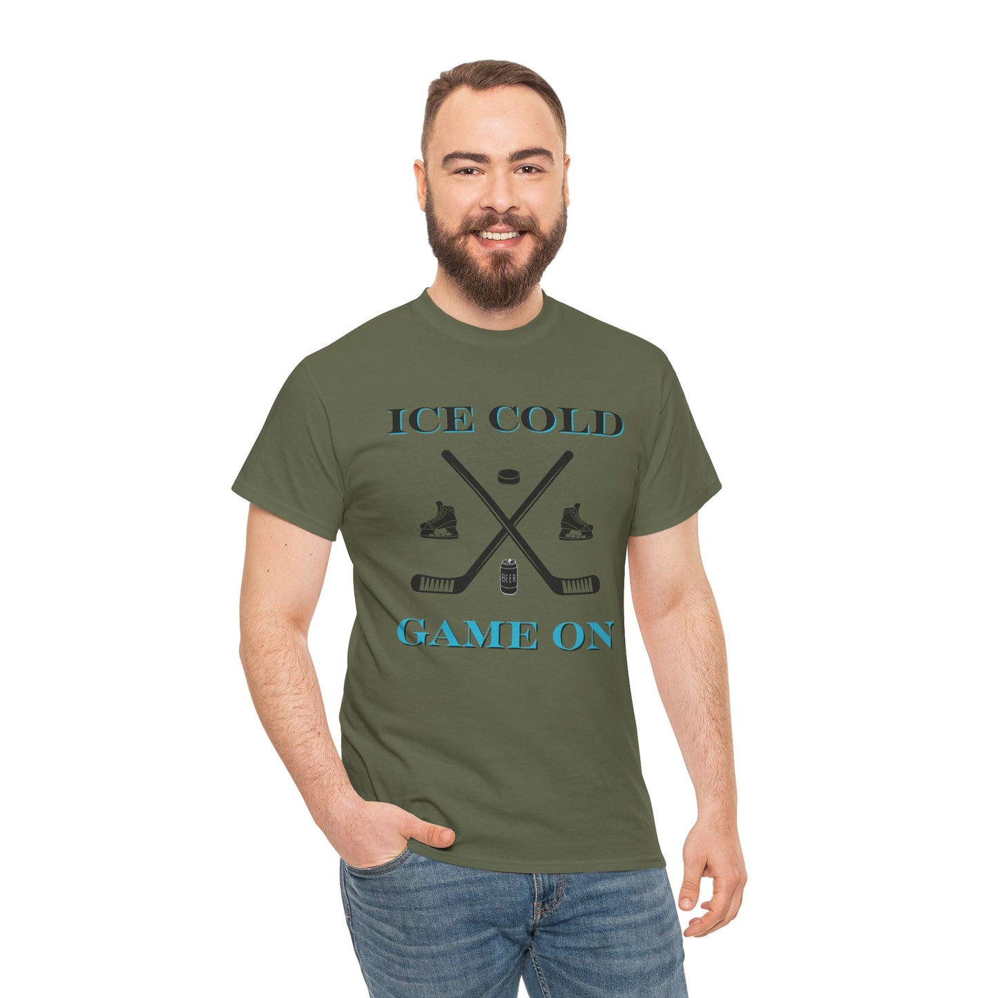 Ice Cold Game On Unisex Heavy Cotton Tee - Perfect for Hockey Fans