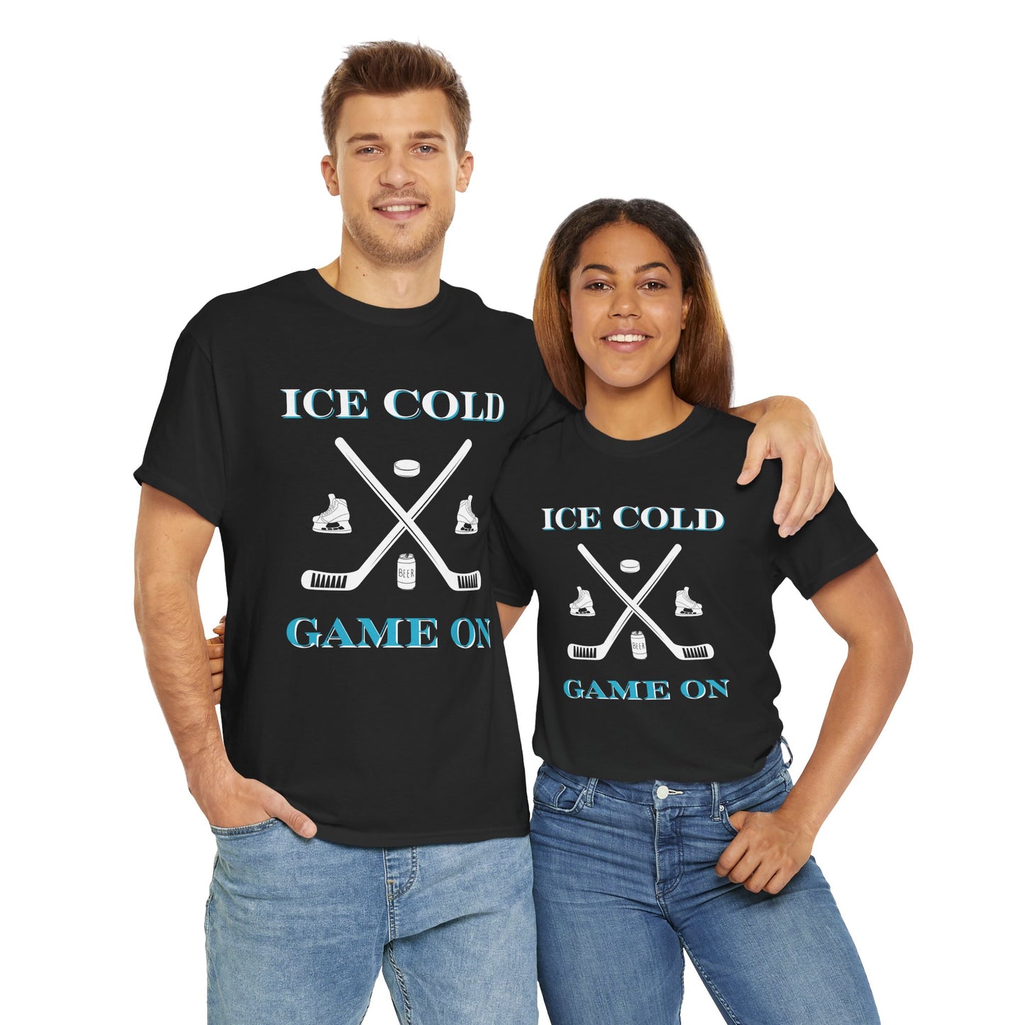 Ice Cold Game On Unisex Heavy Cotton Tee - Perfect for Hockey Fans