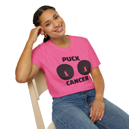 Puck Cancer T-Shirt, Unisex Cancer Awareness Shirt, Support Breast Cancer, Gift for Sports Fans