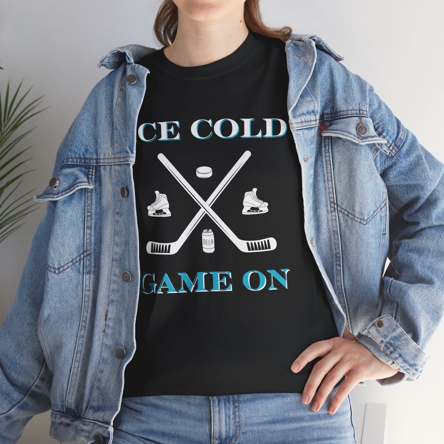Ice Cold Game On Unisex Heavy Cotton Tee - Perfect for Hockey Fans